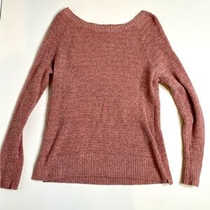Loft Pink Crew Neck Knit Sweater size large